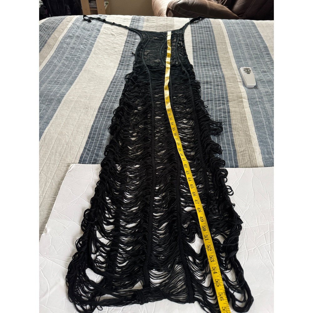 PrettyLittleThing Beach Dress Womens XXL Black Tassel Knit Plus Boho Distressed - Picture 13 of 13